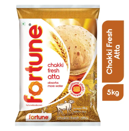 Buy Fortune Chakki Fresh Atta online. Made from high-quality whole wheat without added maida, it delivers soft, fluffy rotis rich in natural dietary fiber and nutrients.