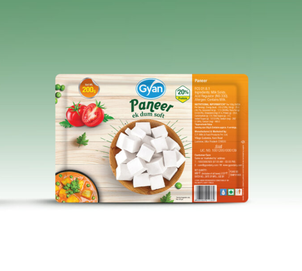Gyan Paneer (Cottage Cheese) is a soft, fresh, and delicious dairy product, perfect for preparing paneer curry, tikka, butter masala, sandwiches, snacks, and a variety of Indian dishes.