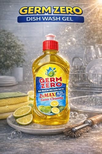 Germ Zero Dishwash Gel is a convenient dishwashing solution for everyday cleaning of plates, bowls, cups, glasses, and other kitchen utensils. Its gel formula helps remove food residue and grease, making it a useful household kitchen essential.