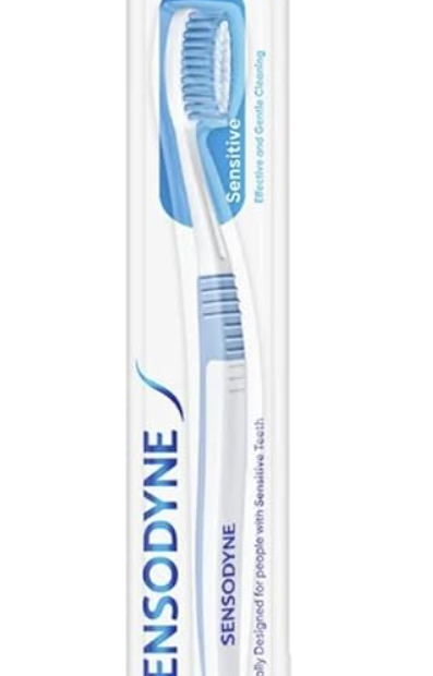 Sensodyne Toothbrush with soft bristles for gentle cleaning of sensitive teeth and gums. Ideal for comfortable everyday oral care.