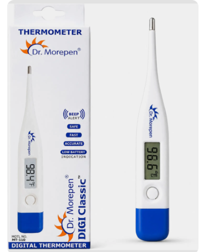 Monitor body temperature conveniently with the Dr. Morepen Digital Thermometer. Designed for everyday temperature measurement, this digital thermometer features a clear digital display for easy reading. A useful healthcare essential for home use. Buy Dr. Morepen Digital Thermometer online from LAMKAN at www.lamkan.in and enjoy convenient shopping in Padrauna.